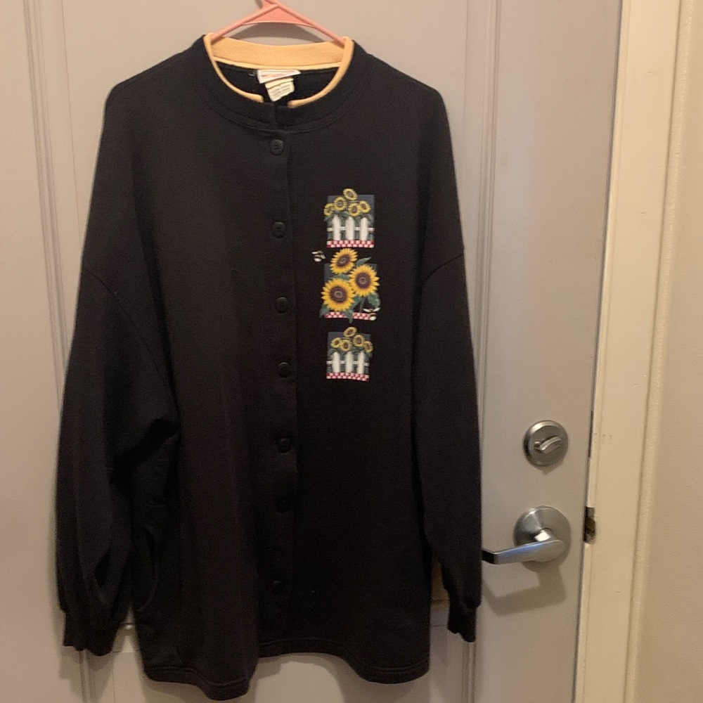 Morning Sun Button-Up Cardigan Floral Sunflower Size 4X